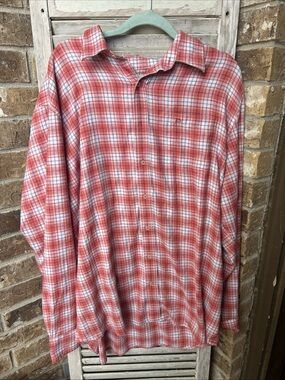 Southern Tide Classic Hemp Plaid L/S Button Front Shirt Orange XXL.